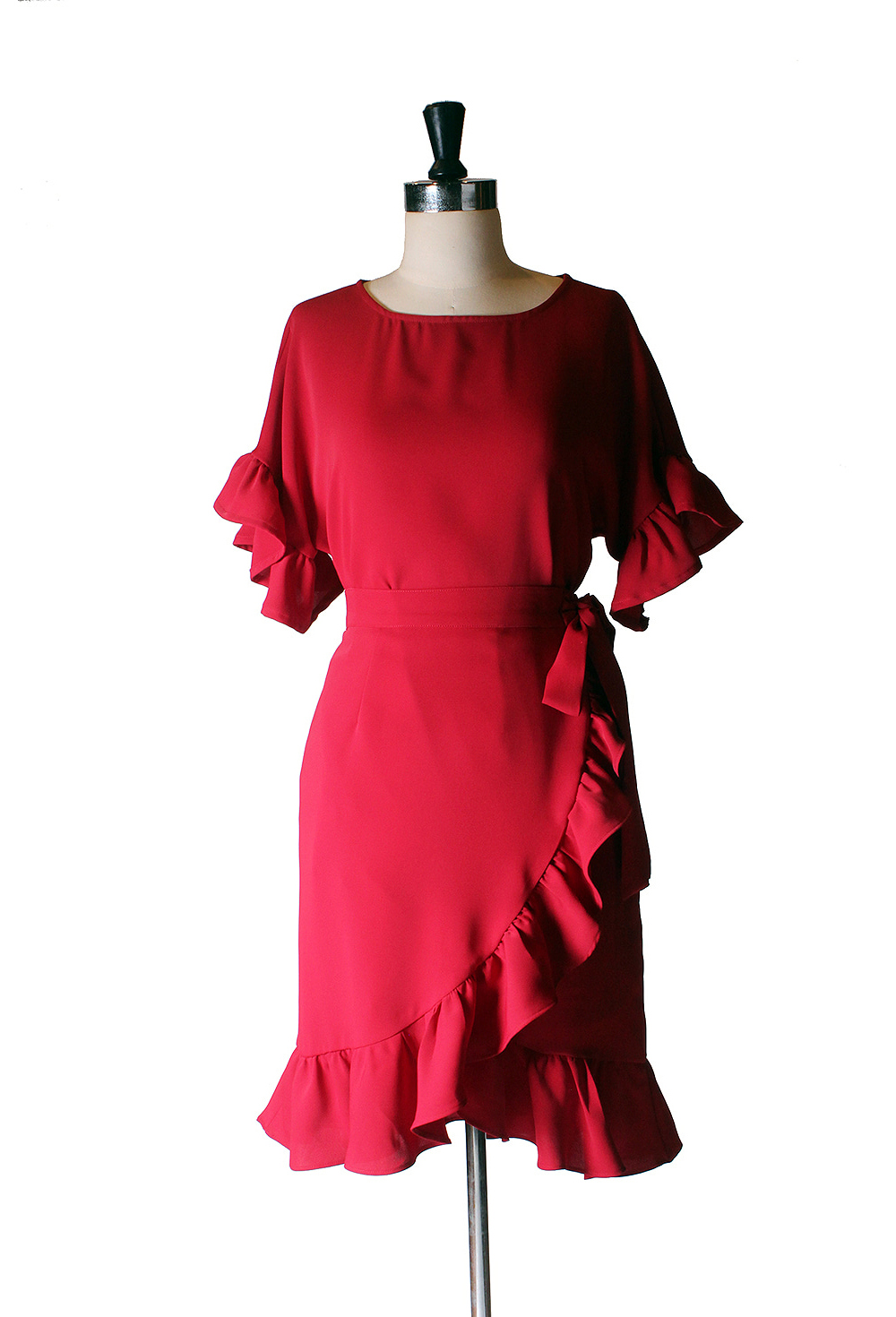 mini skirt red color image-S1L53
